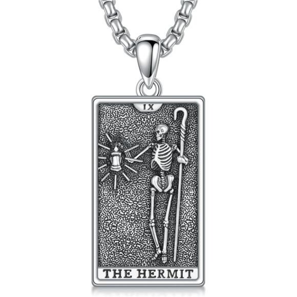 Other - Tarot Card Necklace 925 Sterling Silver Skeleton Necklace The Sun Moon